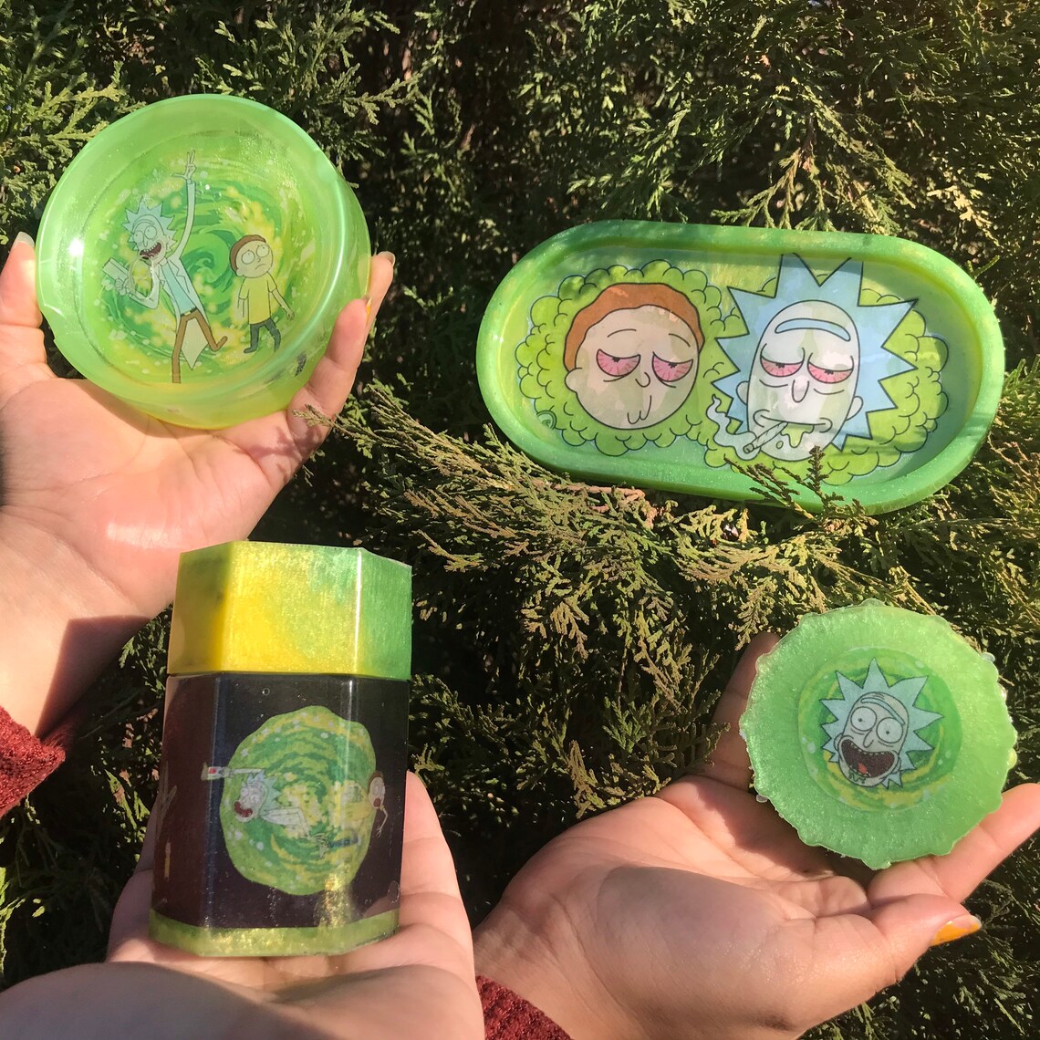 Rick and morty rolling tray set with ashtray stash jar & Etsy