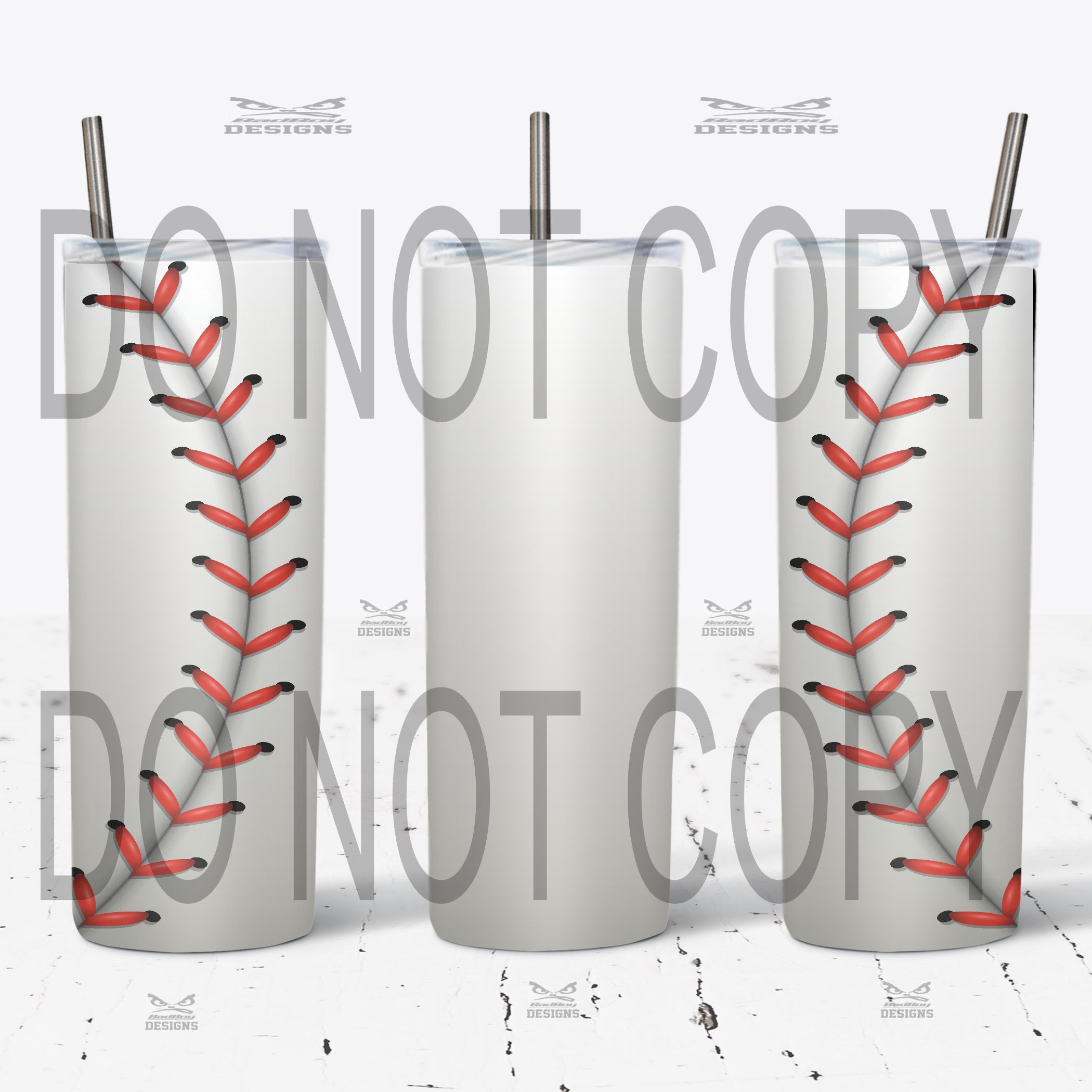 Baseball Themed 20 oz. Straight Tumbler Design Template for Etsy