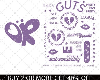 Vintage Olivia Rodrigo Png, GUTS album Olivia Tour Png, Good 4 U Png, Olivia Rodrigo Guts 2024 Png, Olivia GUTS Track List Digital Download