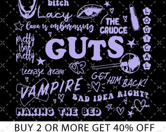 Vintage Olivia Rodrigo Png, álbum GUTS Olivia Tour Png, Good 4 U Png, Olivia Rodrigo Guts 2024 Png, Olivia GUTS Lista de pistas Descarga digital