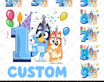 Personalizado Bluey Bingo Cumpleaños PNG, Mi Cumpleaños Png, Fiesta de Cumpleaños Png, Regalos de Cumpleaños, Feliz Cumpleaños Png, Número Bluey Png, Número de Bingo Png