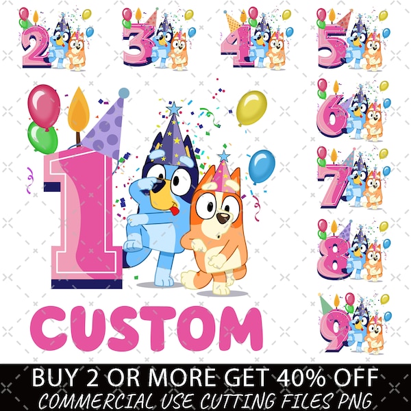 Custom Bluey Bingo Birthday PNG, My Birthday Png, Birthday Party Png, Birthday Gifts, Happy Birthday Png, Bluey Number Png, Bingo Number Png