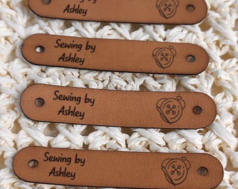 Faux Leather Tags with rivets, Artificial Leather Labels, Personalized Tags for Handmade Items, Business Labels for Knitting and Crocheting