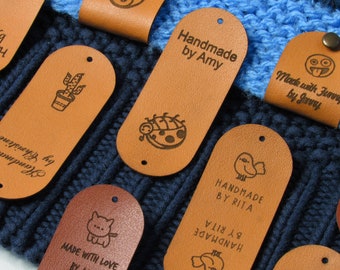 Personalized Tags for Handmade Knit and Crochet Items, Customizable Leather Tags for Handmade Knits and Crochet