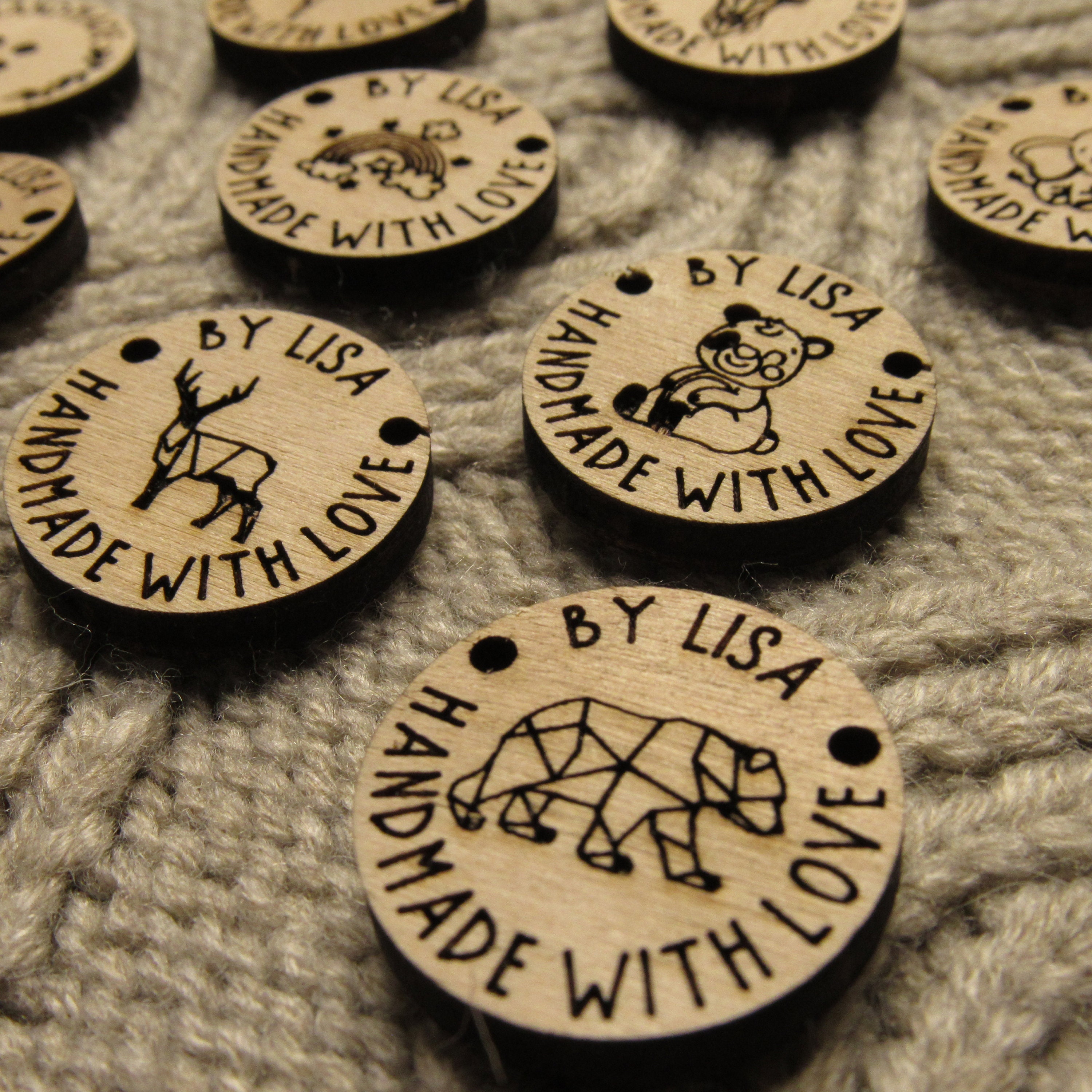Labels Botttons Wooden Buttons, Personalized Wooden Buttons for Knitted Items, Handmade ...