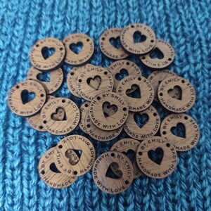 handmade tags 25 pcs, wooden tags, crochet tags, knitting labels, Sewing tags, tags for handmade items, personalized tags, customized tags
