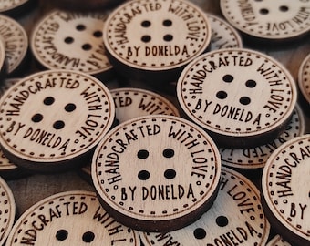 Personalized wooden buttons for knitted and crocheted items, buttons for handmade items, custom wooden buttons, set of 100pcs