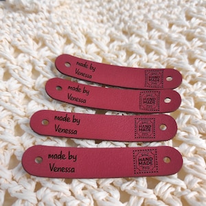 Etiquetas de cuero personalizadas con remaches, etiquetas de cuero, etiquetas personalizadas para artículos hechos a mano, etiquetas comerciales para tejer y ganchillo
