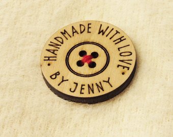 Handmade personalized wooden buttons, Custom wooden buttons with Name, Business Name or Logo. Add a unique touch to each of your projects