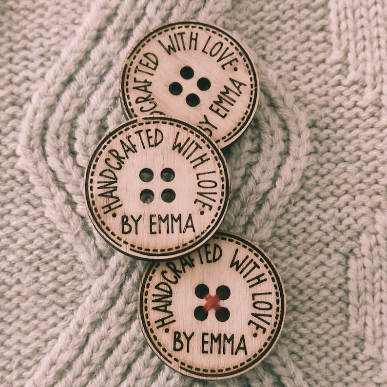 Wooden buttons, personalized wooden buttons for knitted items, handmade label, buttons for handmade items, custom wooden buttons, set of 25 image 9