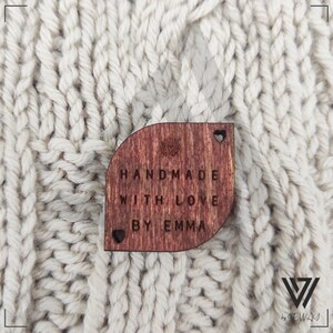 Handmade label Kinitting , personalized wooden buttons for knitted items, buttons for handmade items, custom wooden buttons, set of 25