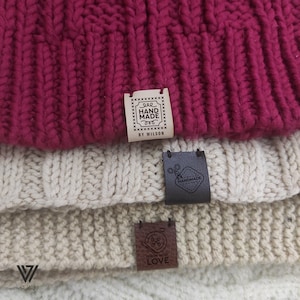 Handmade label, Knitting Tag, Label For Clothing, Custom Label, Leather Knitting Tag, Label Handmade, Fold Over Label Custom