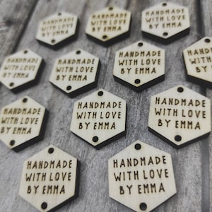 Clothing labels Custom wooden buttons for knitting and crochet products, personalized buttons, wooden labels,set of 25 pc