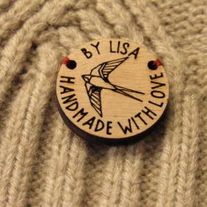 Label for handmade item, personalized wooden tags for knitted items, handmade label, customized label, wooden label, product label, knitting