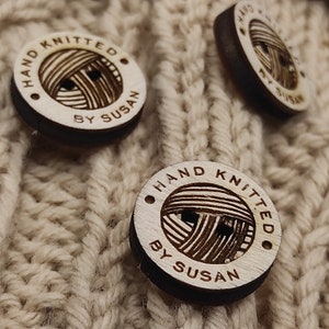 Label for handmade item, personalized wooden tags for knitted items, handmade label, customized label, wooden label, product label, knitting