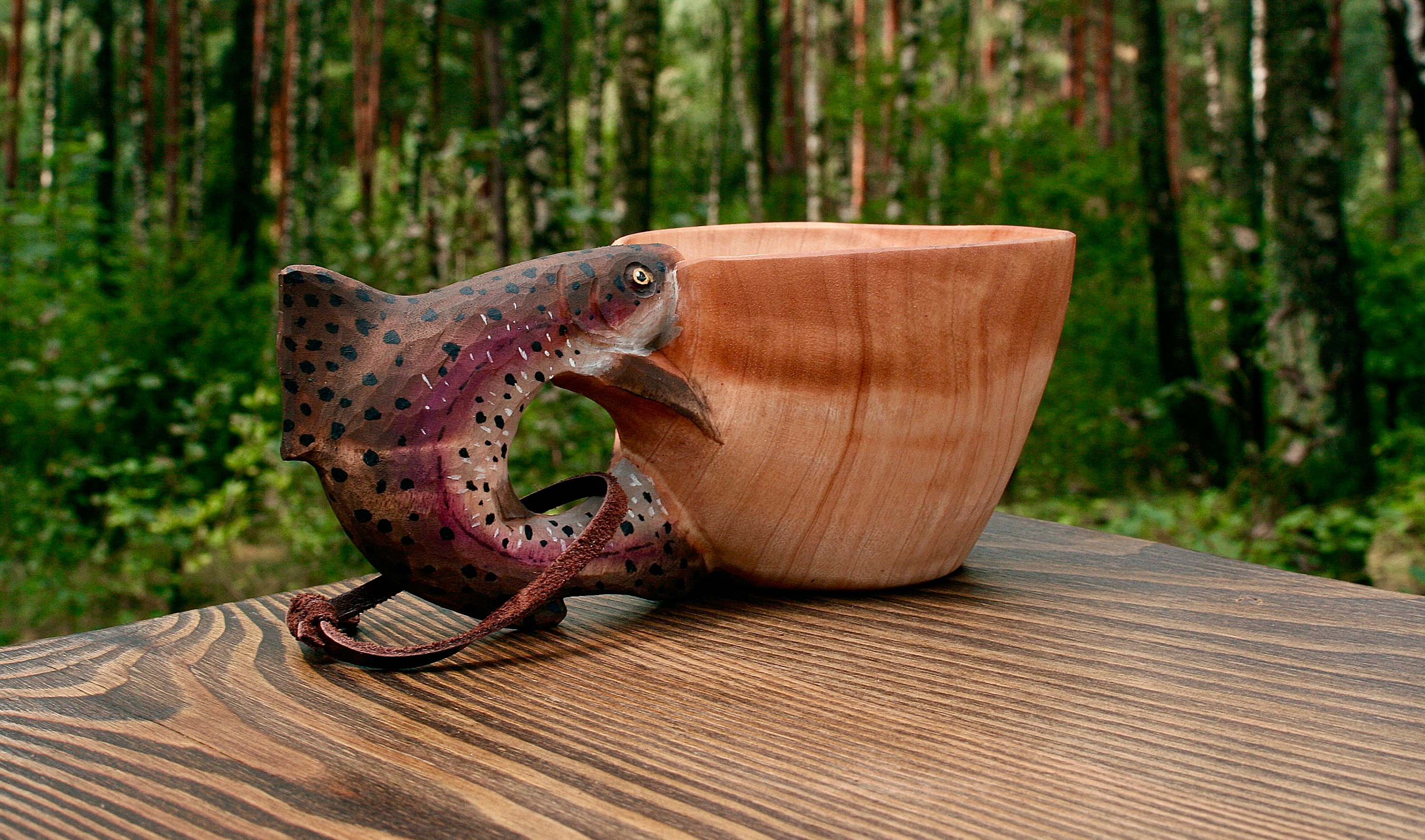 Rainbow trout whole Kuksa Guksi wooden mug hand carved cup Etsy