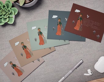 Conjunto de cartões de notas das Escrituras de Santa Dymphna com citações das Escrituras sobre calma, ansiedade, conforto e providência - presente para católicos