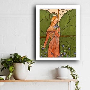 St. Dymphna Print, Patron Saint of Those with Anxiety and the Caregivers of Mentally Ill People, Catholic Illustration of Inspirational Girl