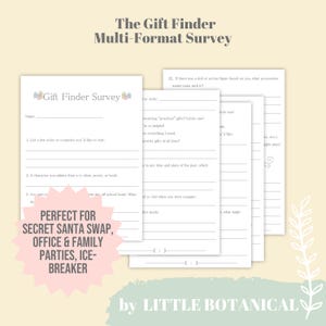 Die Geschenkfinder-Umfrage: Druckbare Aktivität, die Ihnen und Ihrer Familie / Freunden hilft, das perfekte Geschenk füreinander zu finden! Urlaubsfragebogen