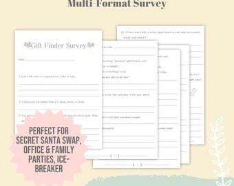 Pesquisa "The Gift Finder": Atividade para Imprimir para Ajudar Você e Sua Família/Amigos a Encontrar o Presente Perfeito para Cada um! Questionário de Natal