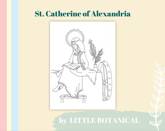 Desenho para colorir de Santa Catarina de Alexandria: Visionária, Mártir e Padroeira dos Estudantes, Professores, Mulheres Solteiras e Mecânicos.