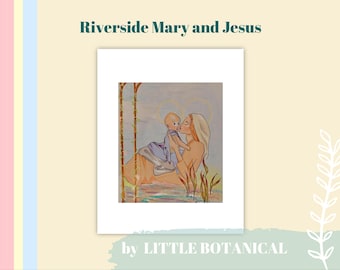 Impressão artística de Maria e o Menino Jesus: Ilustração católica (download digital 8,5 x 11 pol.