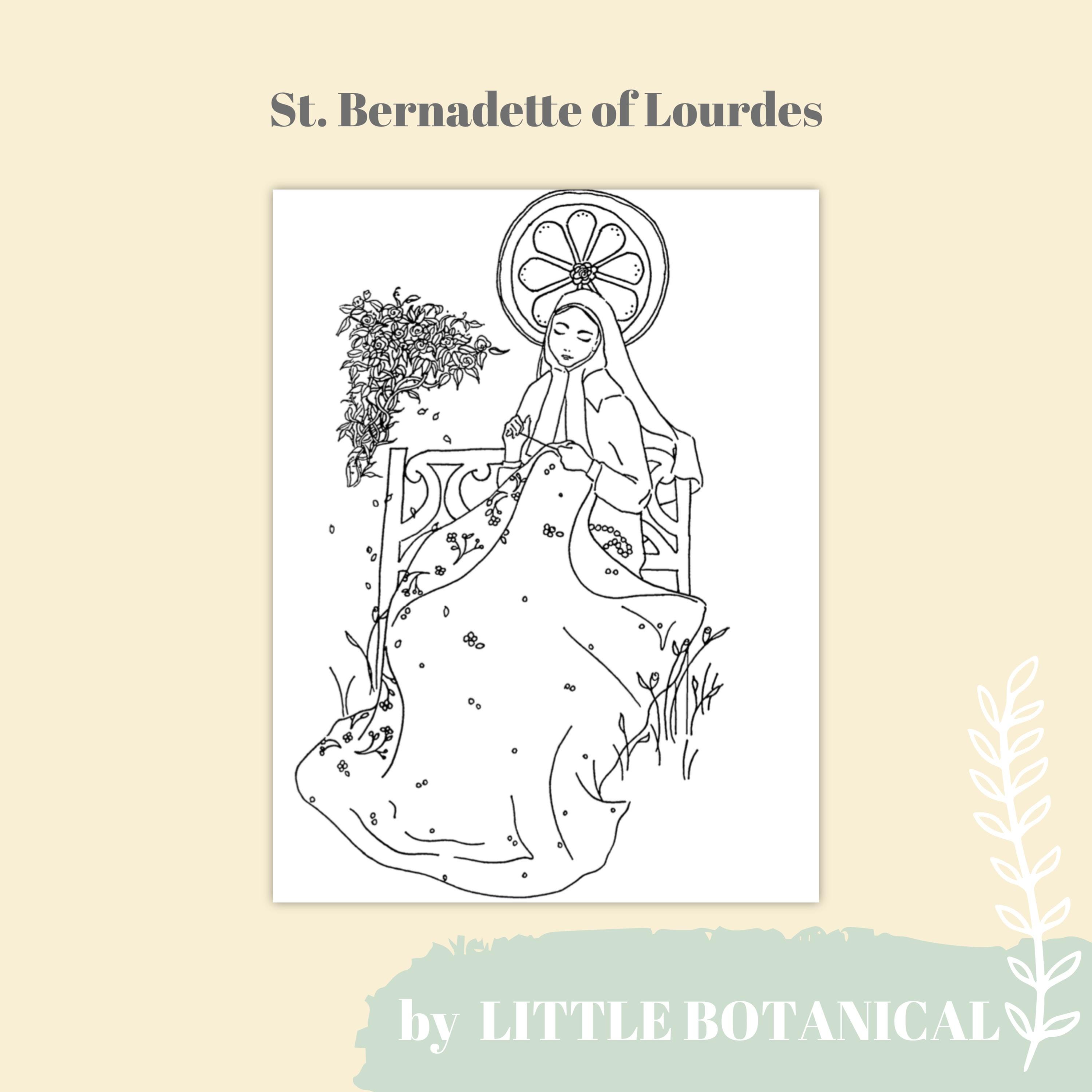Saint Bernadette Printable Coloring Page Featuring St. Bernadette ...