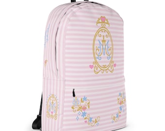 Mochila com Símbolos Católicos de Maria, Auspice M, Doze Estrelas, Mochila Escolar do Imaculado Coração para Meninas, Adolescentes e Professoras, Mochila Listrada com Bolso