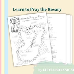 Easy Rosary Guide to Color-in for Catholic School Teachers, Homeschool Families, and Children Preparing for First Holy Communion