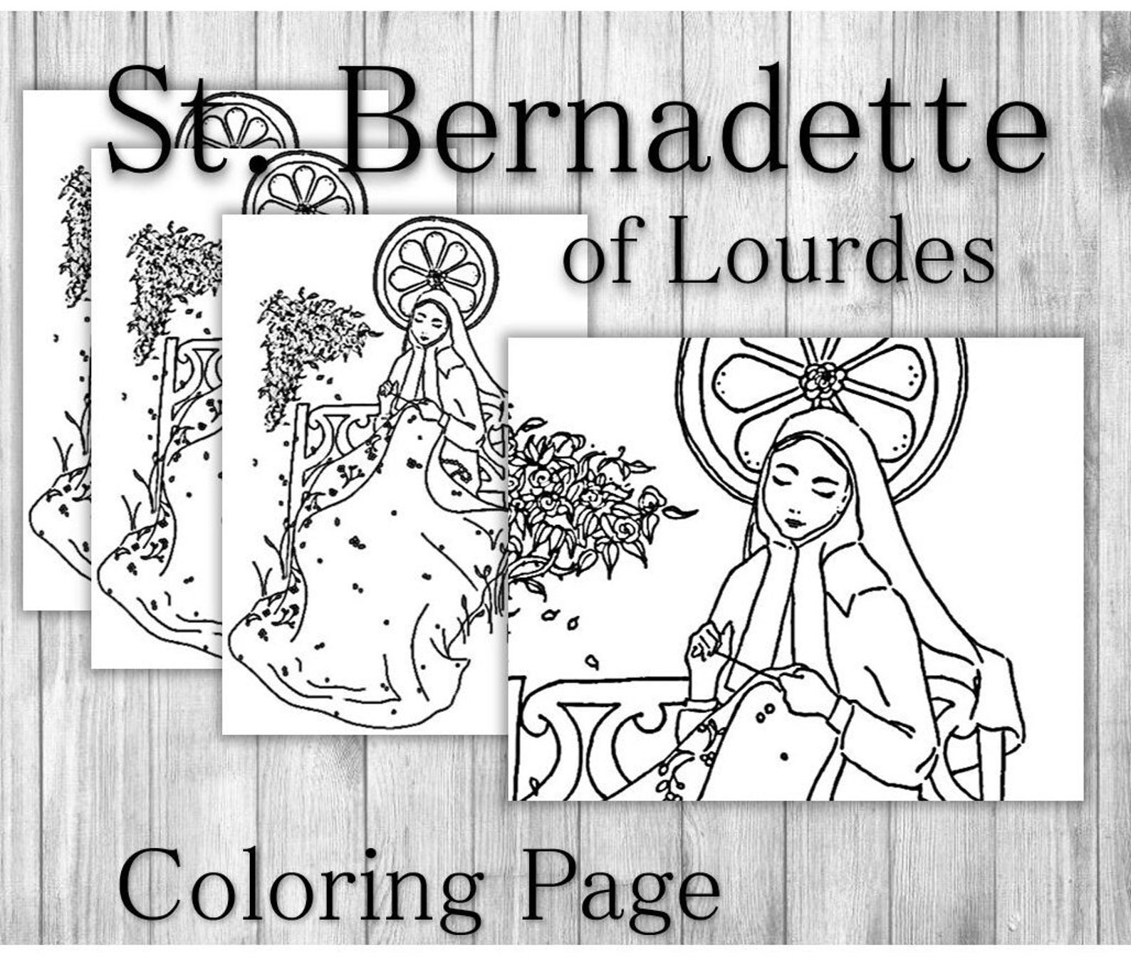 Saint Bernadette Printable Coloring Page Featuring St. Bernadette ...