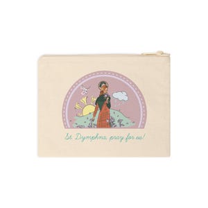 St. Dymphna Pouch for Rosaries, Chapel Veil, Accessories, Jewelry, Keys, Phone, Etc. - Gift for Catholic Women, Girls, Teens, Confirmation image 2