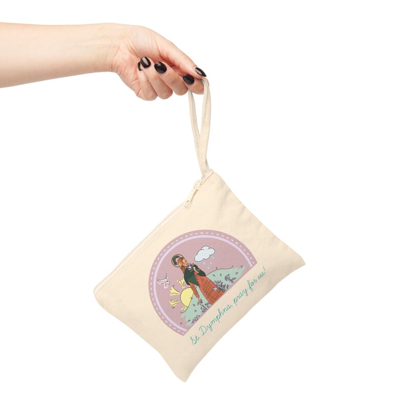 St. Dymphna Pouch for Rosaries, Chapel Veil, Accessories, Jewelry, Keys, Phone, Etc. - Gift for Catholic Women, Girls, Teens, Confirmation image 4