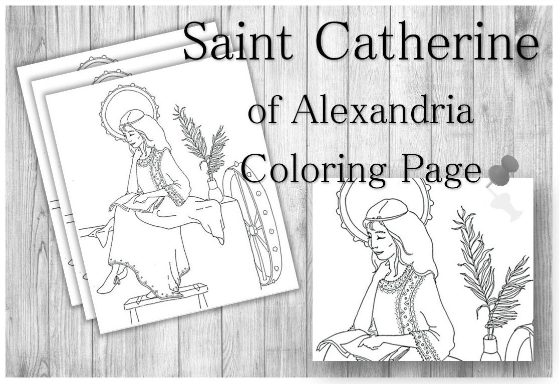 st-catherine-of-alexandria-printable-coloring-page-etsy