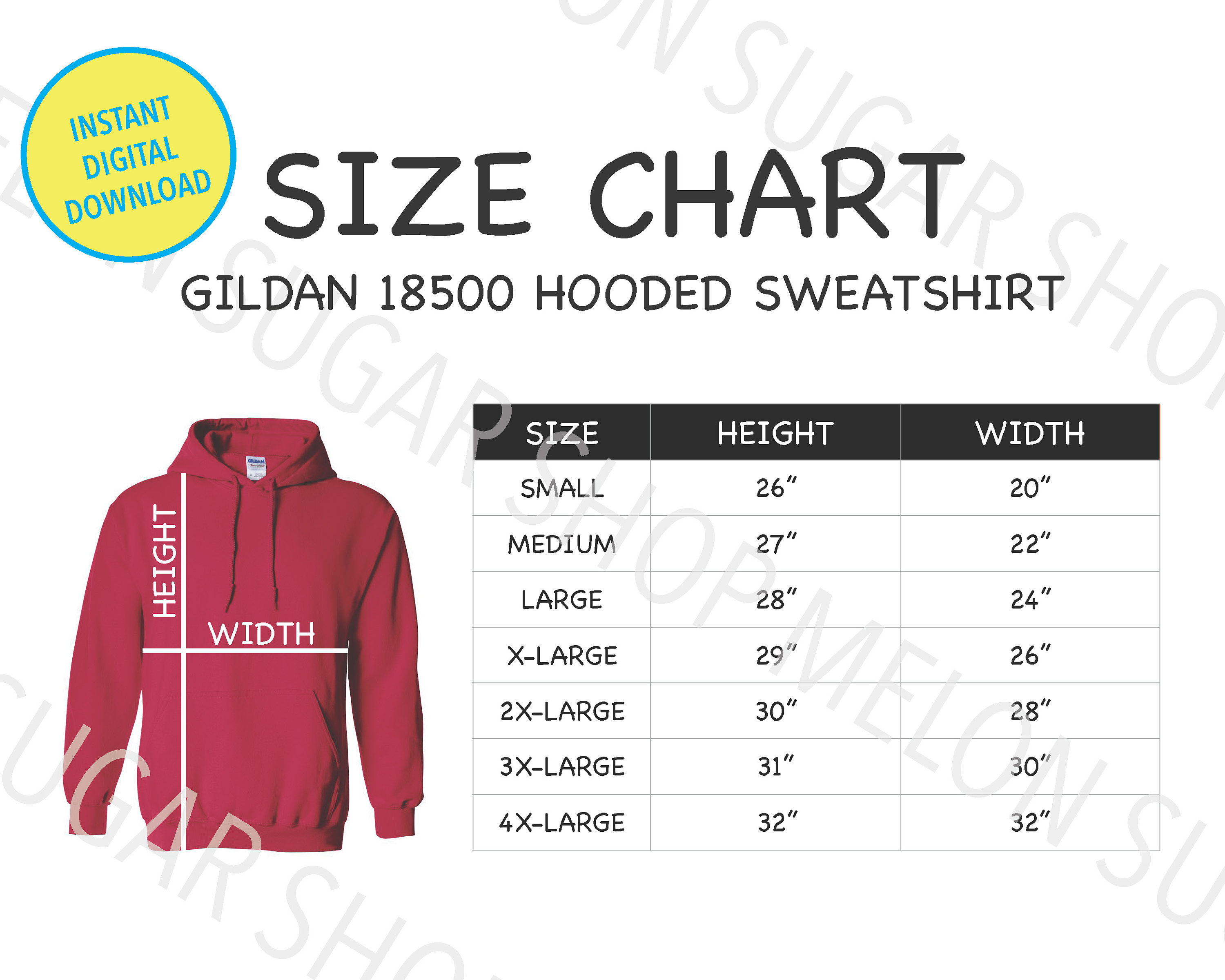 Gildan 18500 Size Chart Mockup Heavy Blend Hoodie Sweatshirt Mock up ...