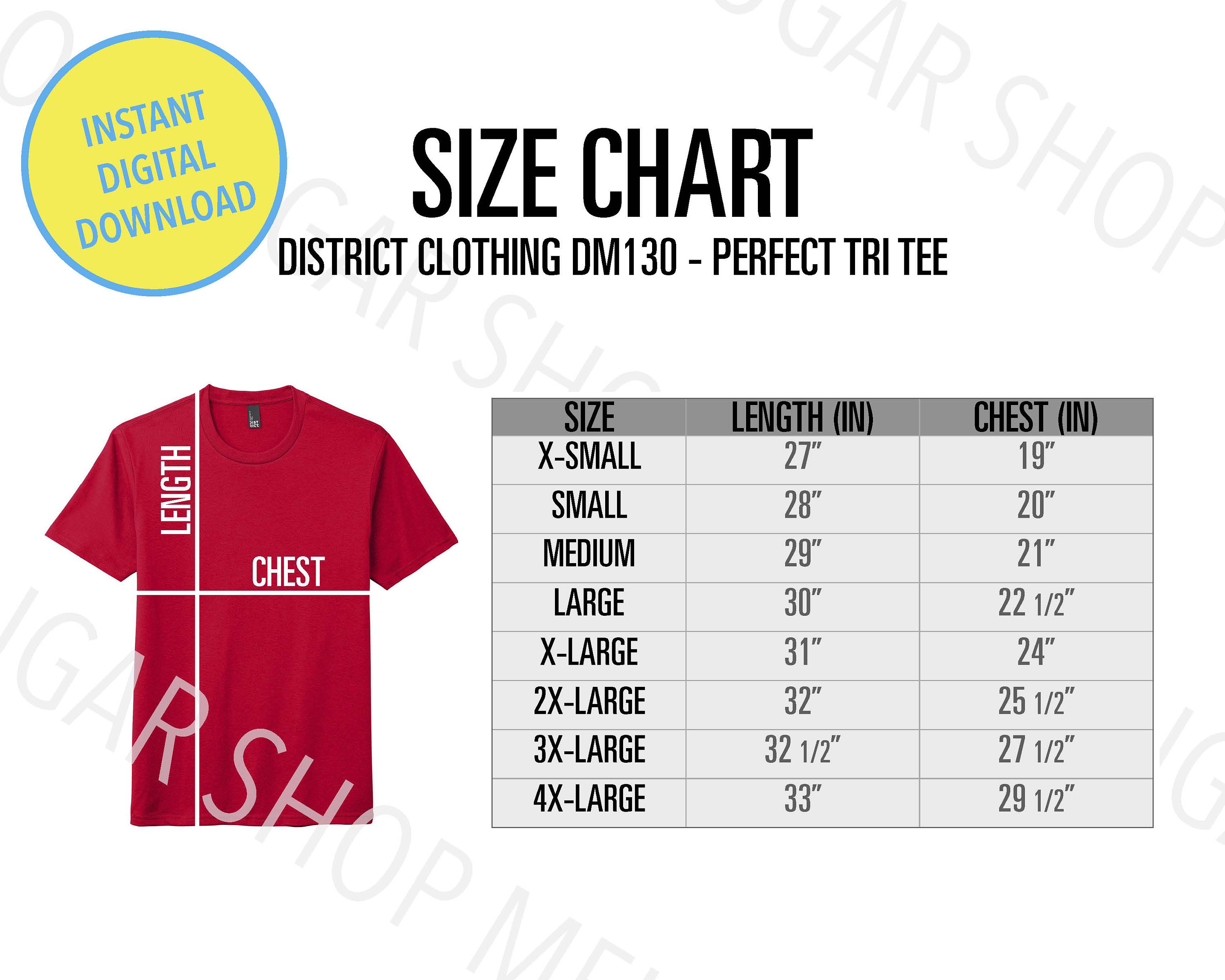 District DM130 Size Chart District Perfect Tri Tee Size Chart Mockup - Etsy