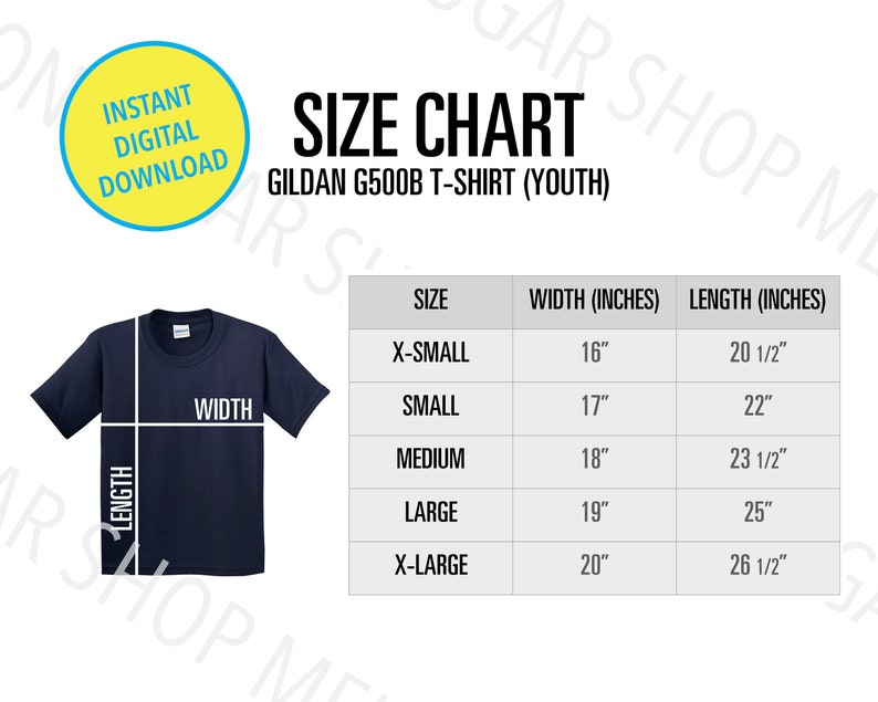 Gildan 5000B Size Chart Gildan G500B Size Chart Gildan - Etsy Canada