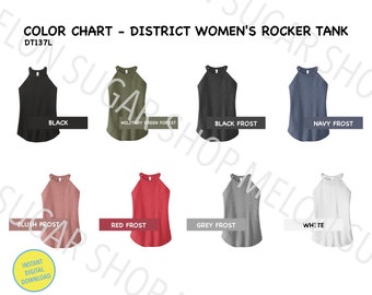 Bezirk DT137L Farbkarte, Bezirk Frauen perfekte Tri Rocker Tank, Bezirk DT137L Farbkarte Mockup, digitale Farbführer, jede Farbe