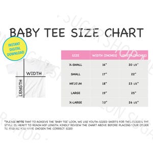 Gildan 5000b size Chart, Gildan 5000b Size Chart, Y2K Baby Tee Mockup, 5000b Baby Tee Size Guide, Baby Tee Size Chart
