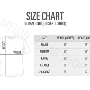 Size Chart Gildan 5000 | Mockup Size Chart | Gildan Size Chart mockup | Men's Tee T-Shirt Design Template | Gildan Unisex size Mockup