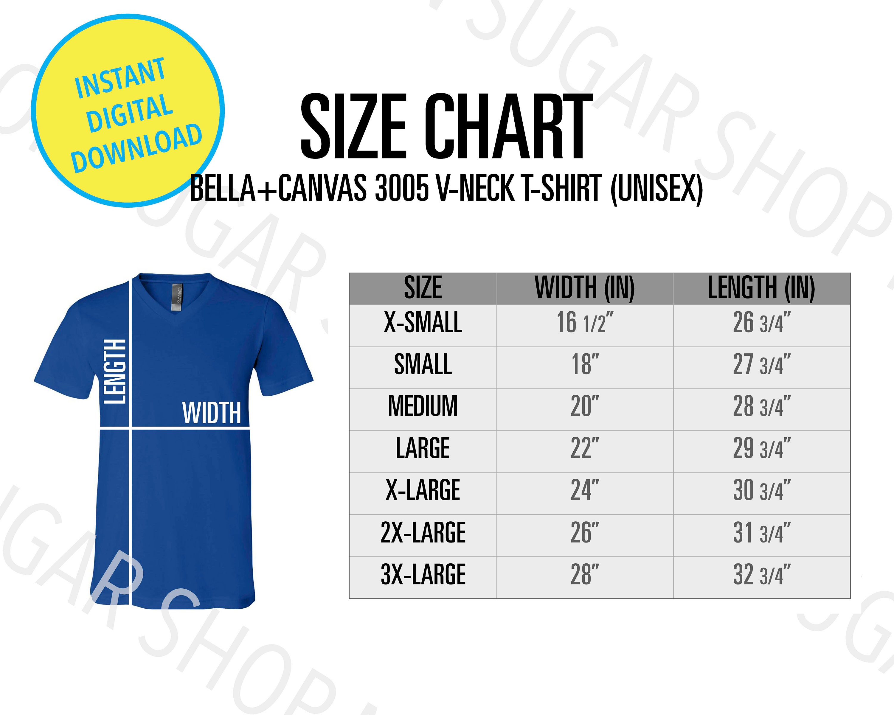 Bella Canvas 3005 Size Chart | Bella Canvas 3005 | BC3005 | Bella ...