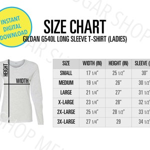 Gildan 5400L tamaño gráfico Mockup / Gildan Unisex heavy algodón manga larga camiseta tamaño carta / damas camiseta / G5400L tamaño gráfico G540L