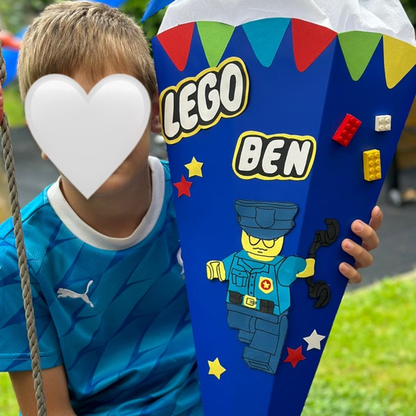 Jungen Schultüte Zuckertüte Lego City Polizei  gebastelt