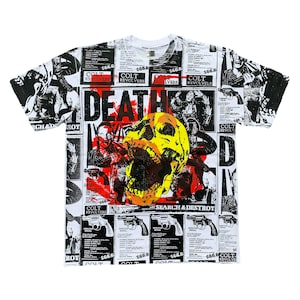 Hand screen Death allover print t shirt original by psychocult