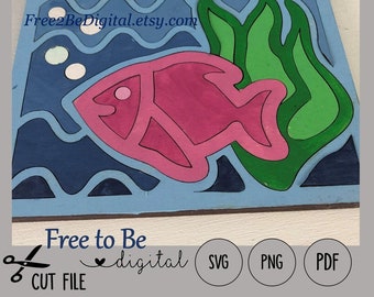 Underwater Mosaic Cut File SVG Glowforge Fish