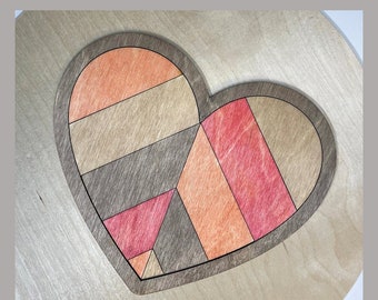 Herz Scheune Quilt / Mosaik SVG Cutfile für Glowforge oder Laserschneider Valentinstag