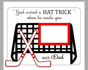 Hockey Väter Tag Hat Trick cut File SVG für Glowforge Laser Cutters "Gott erzielte einen Hattrick" und "Ich erzielte einen Hattrick" mit Variationen