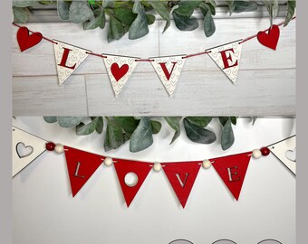 Liebe Banner mit Herzen geschnitten Datei / SVG für Glowforge Laser schneiden Valentine Banner