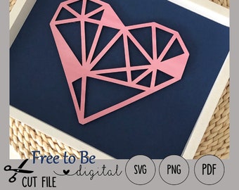 Geometrische Herz geschnitten Datei SVG Glowforge