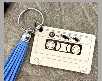 Kassette Klebeband Schlüsselbund Schnittdatei SVG für Glowforge Laser Cutters Digitale Datei für Mixed Tape mit Spotify Code (nicht enthalten)
