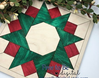 Kranz Scheune Quilt Cut File SVG Glowforge Urlaub Mosaik DIY Bastelset